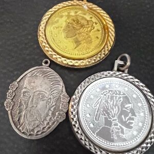 Gold and Silver Coin Pendant Set